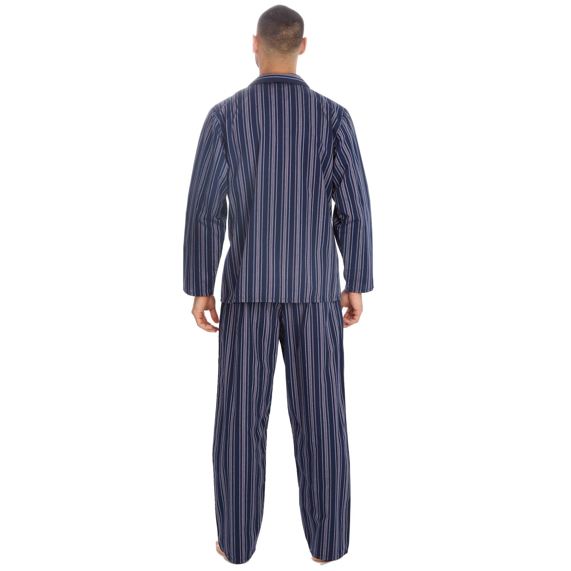 Mens 2-Piece Lounge Set Long Sleeved Shirt Long Pants Set Flannel PJs Loungewear
