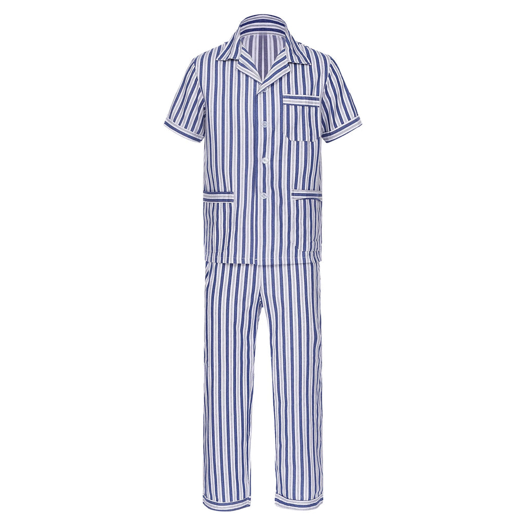 Mens Homewear 2pcs Pajama Set Sleep Sleepwear Shirt Nightgown Button Down Suits