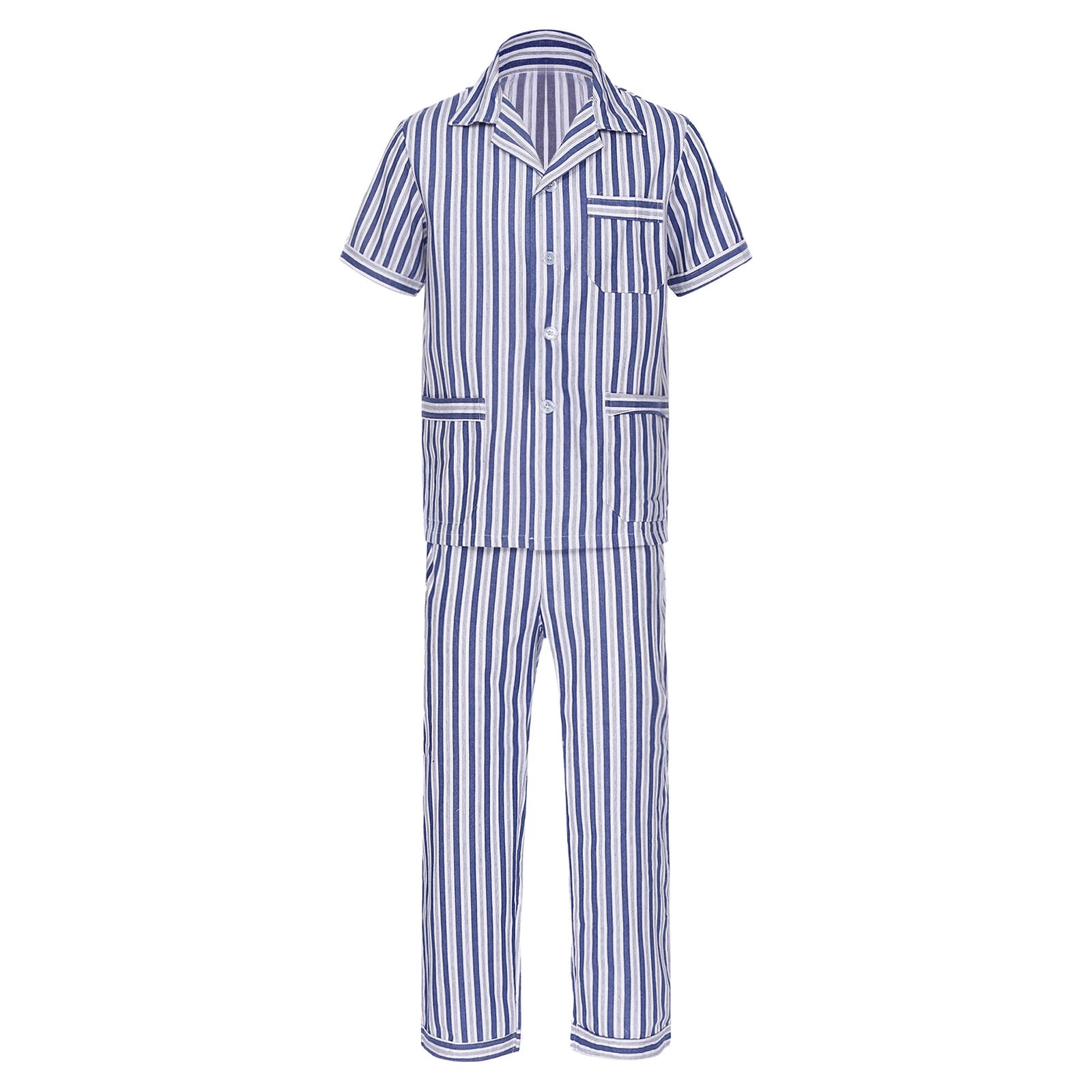 Mens Homewear 2pcs Pajama Set Sleep Sleepwear Shirt Nightgown Button Down Suits