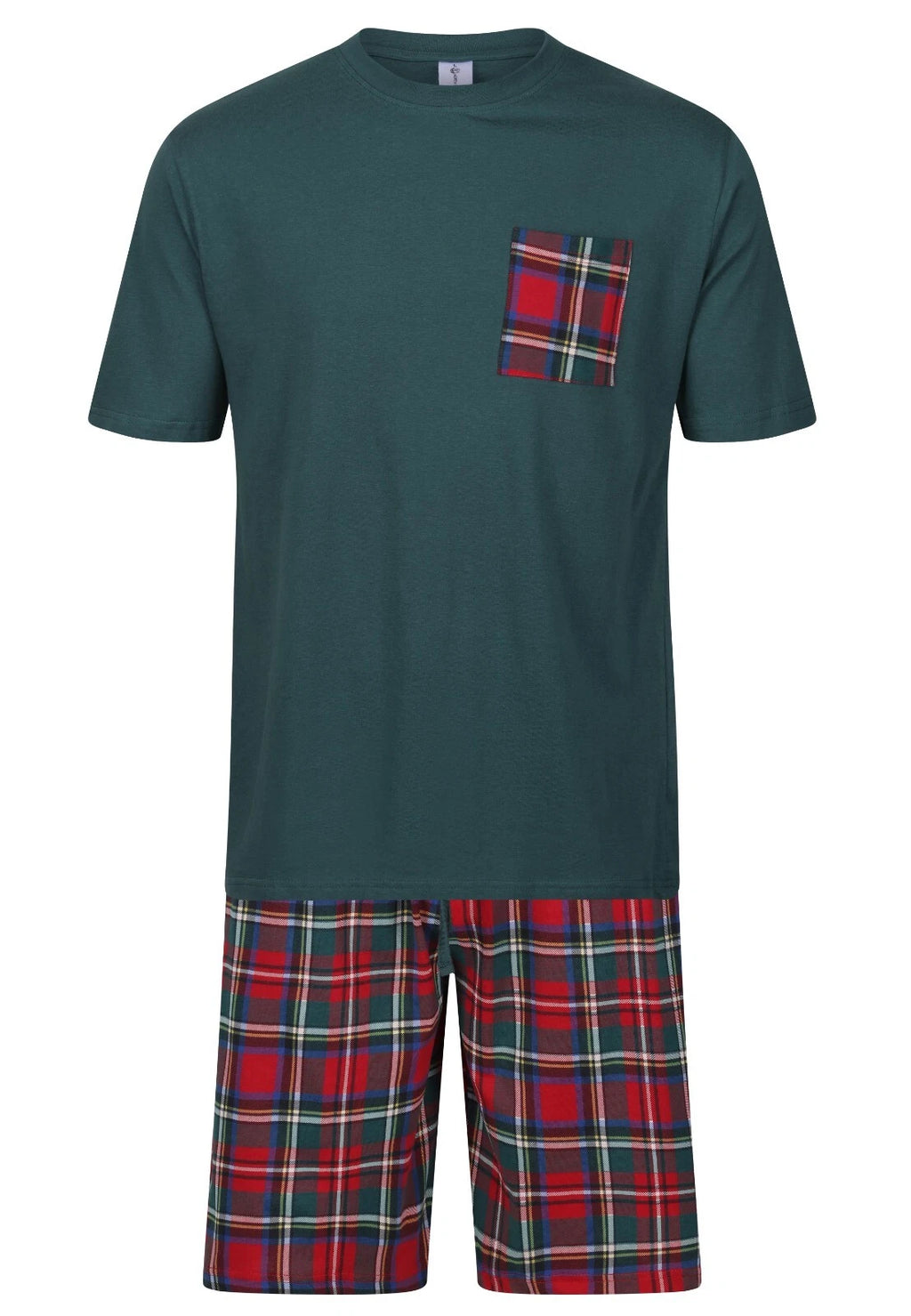Mens Short Pyjamas PJ Set Premium Sleep Lounge Tartan Check Nightwear M-XXL New
