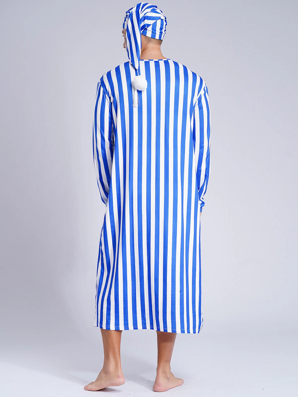 Mens Nightwear Halloween Nightgowns Plaid Pajamas Pompom Loungewear Nightshirt