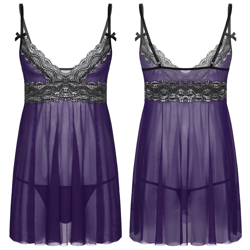 Mens Sissy Nightdress Pajamas Crossdress Nightwear Lingerie Set Sleepwear