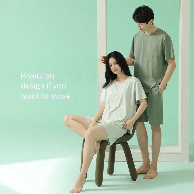 Men's Pajamas Soft Cooling Pure Color Short Sleeve Comfortable Summer Home Wear