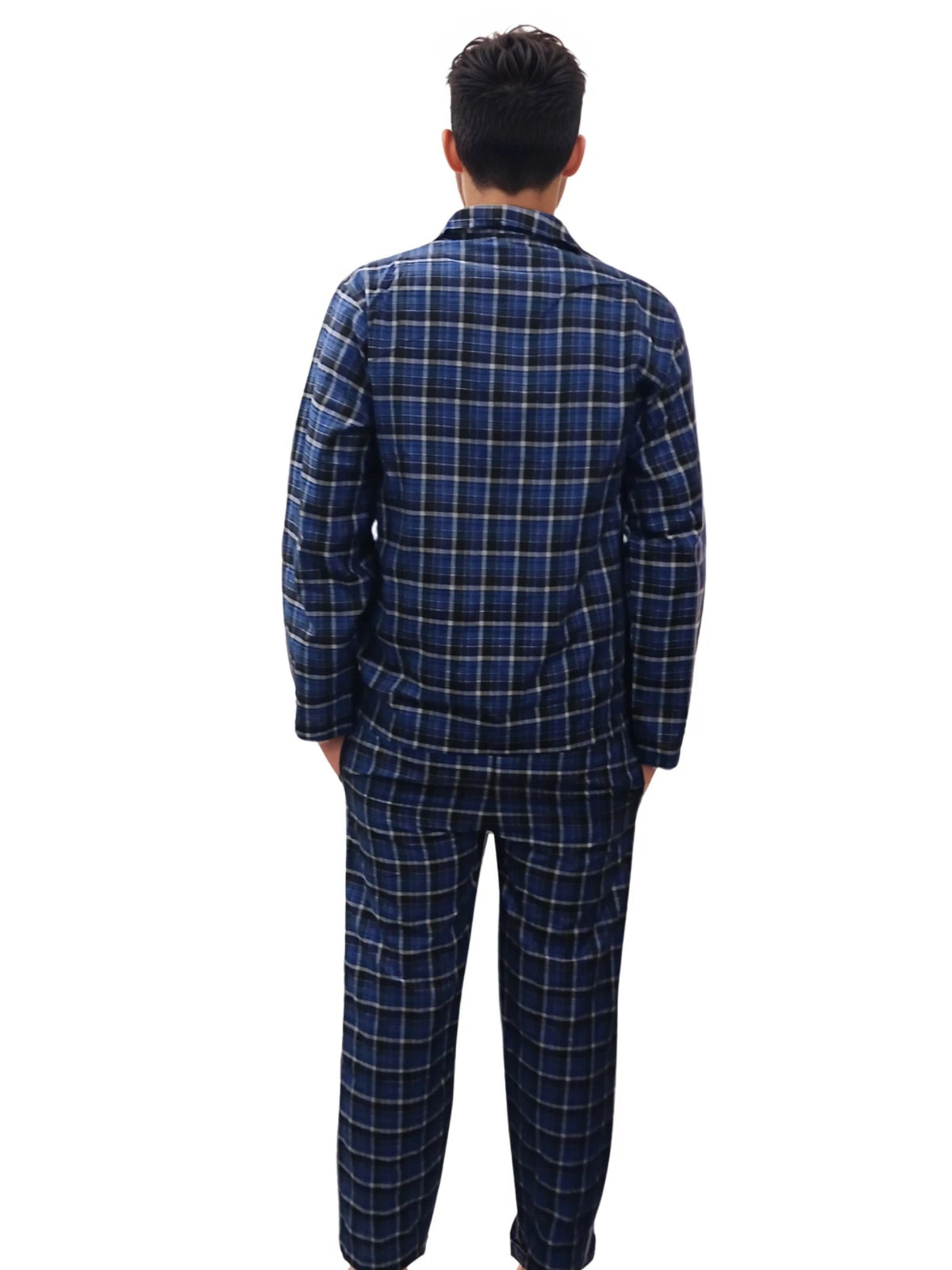 Mens Checked Pyjamas Set Cotton Blend Traditional Nightwear Lounge Wear Top PJ's