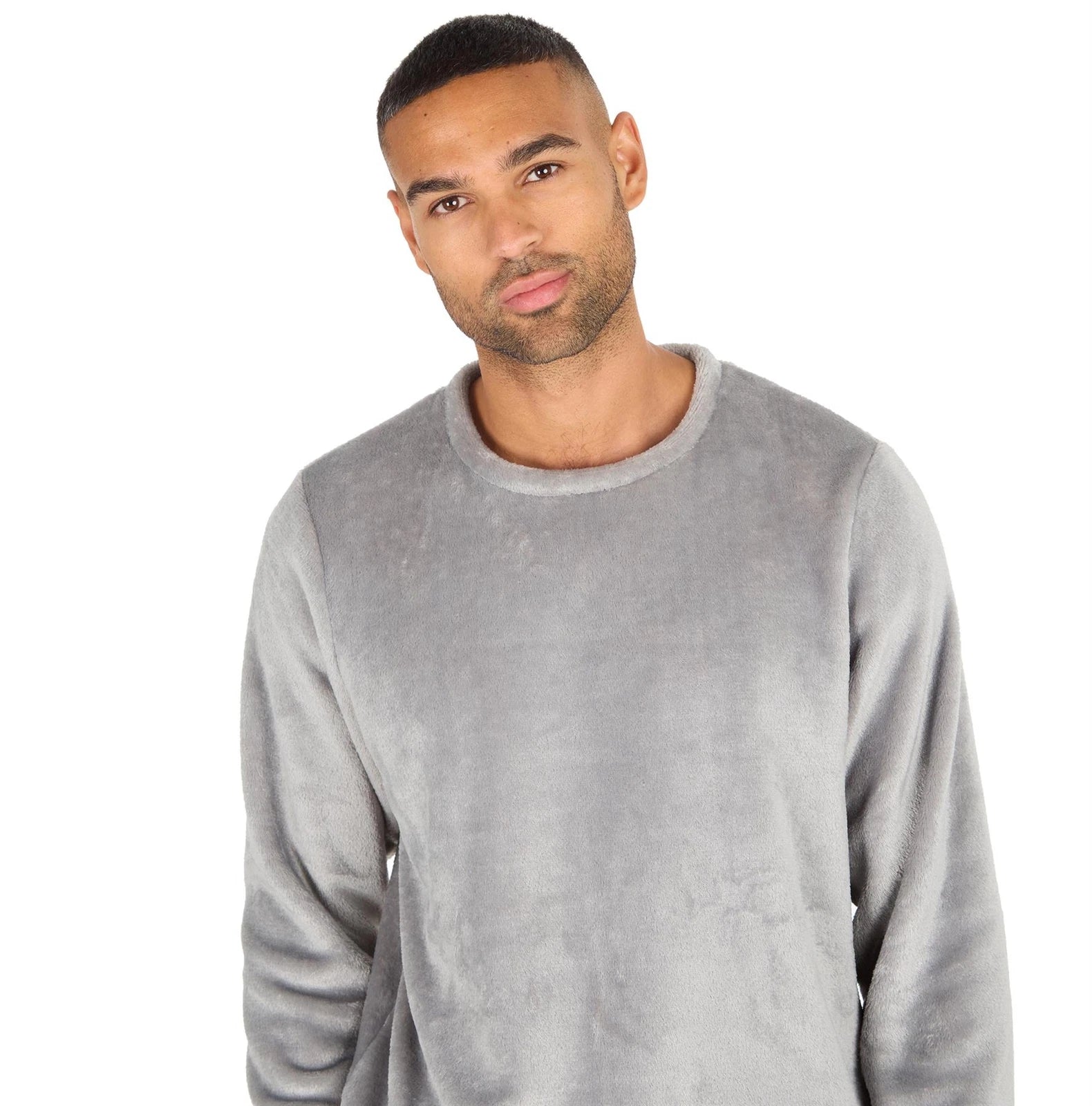 Mens Fleece Pyjamas Long Sleeve Pyjama Set Gamer Gaming Check Size S-XXL