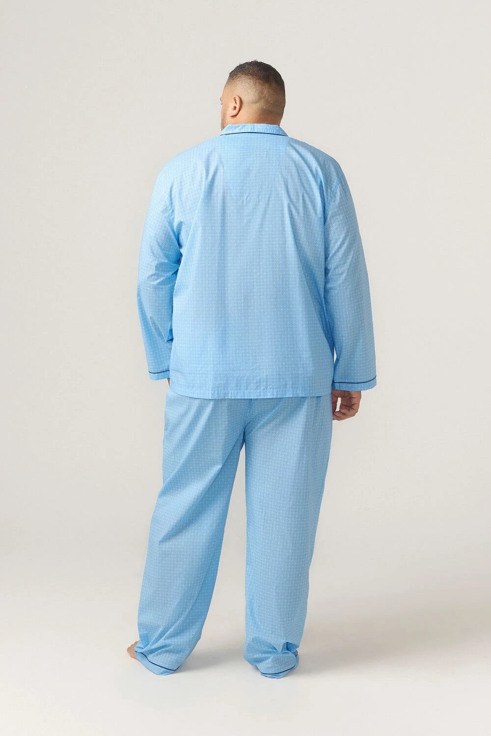 Mens Contare Sizes S-3XL Light Blue Cotton Long Sleeve Pyjama Set Pjs - SPB