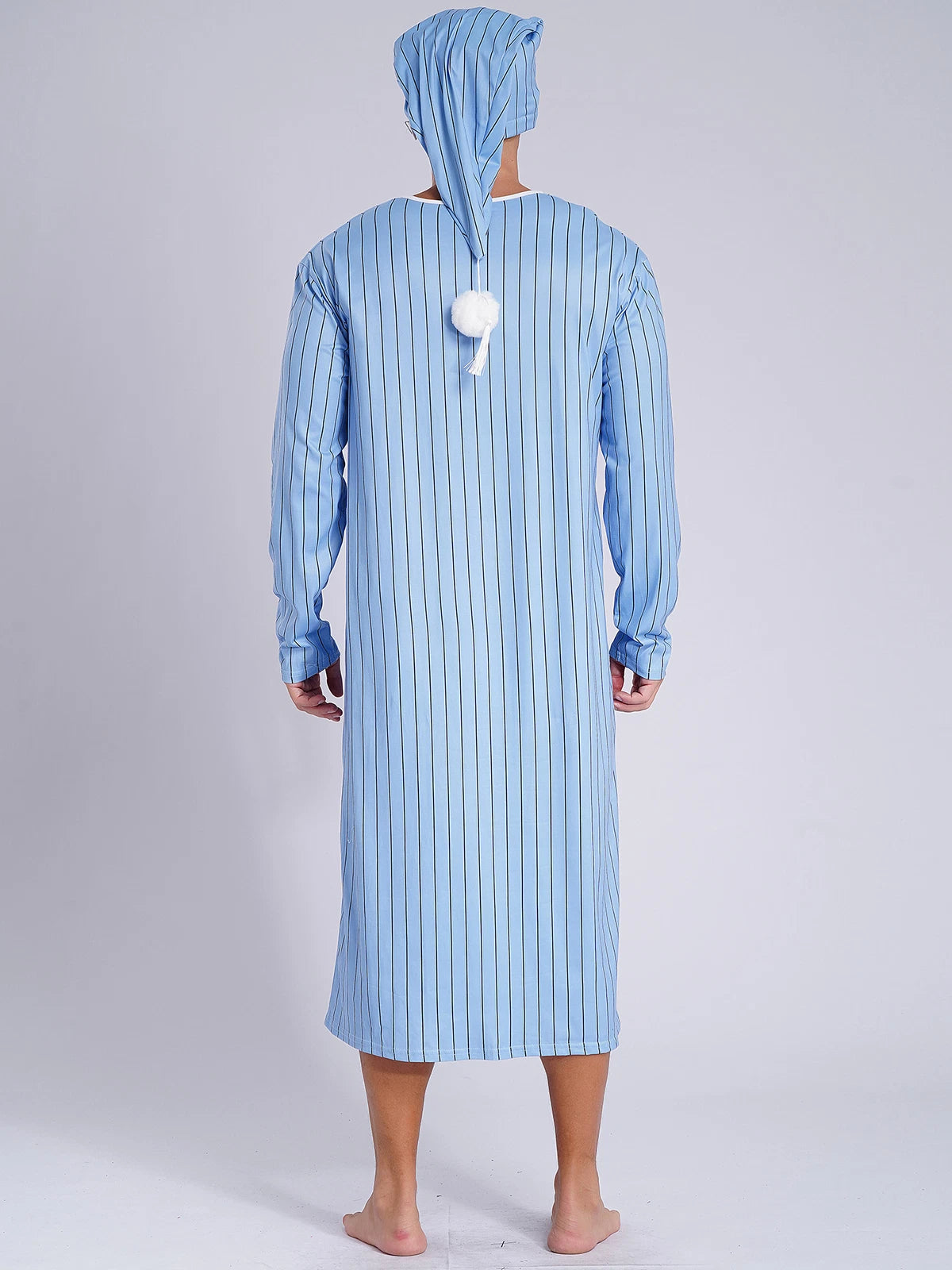 Mens Pajamas Loose Fit Nightgowns Round Neck Nightwear Saudi Sleepwear Arab Up