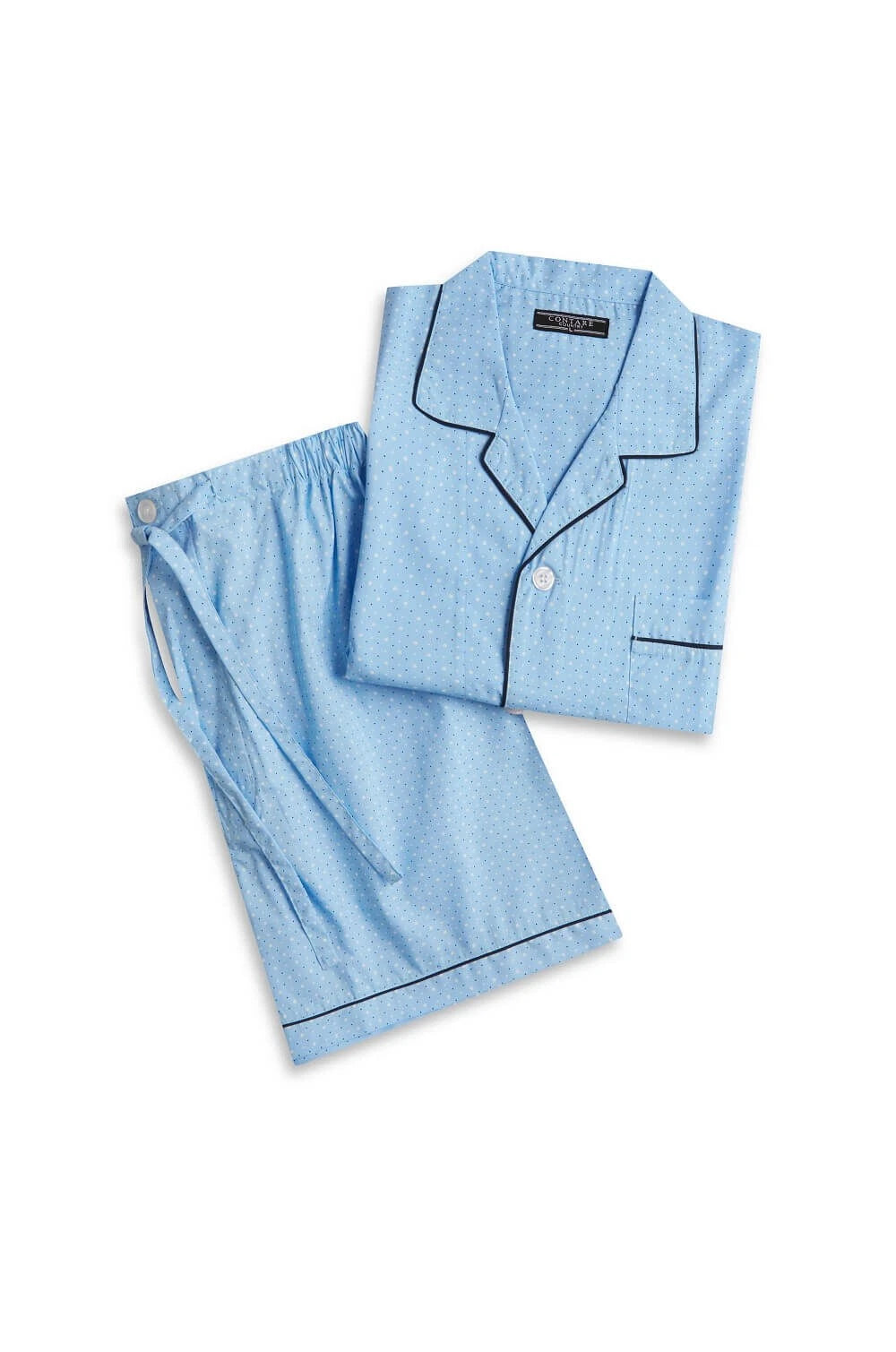 Mens Contare Sizes S-4XL Light Blue Cotton Short Sleeve Pyjama Set Pjs - SPB