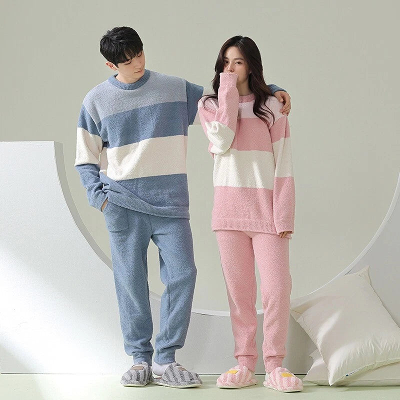 Men's Women Sleepwear Couples Sport Outdoor Warm Winter Comfortable Pajamas Set