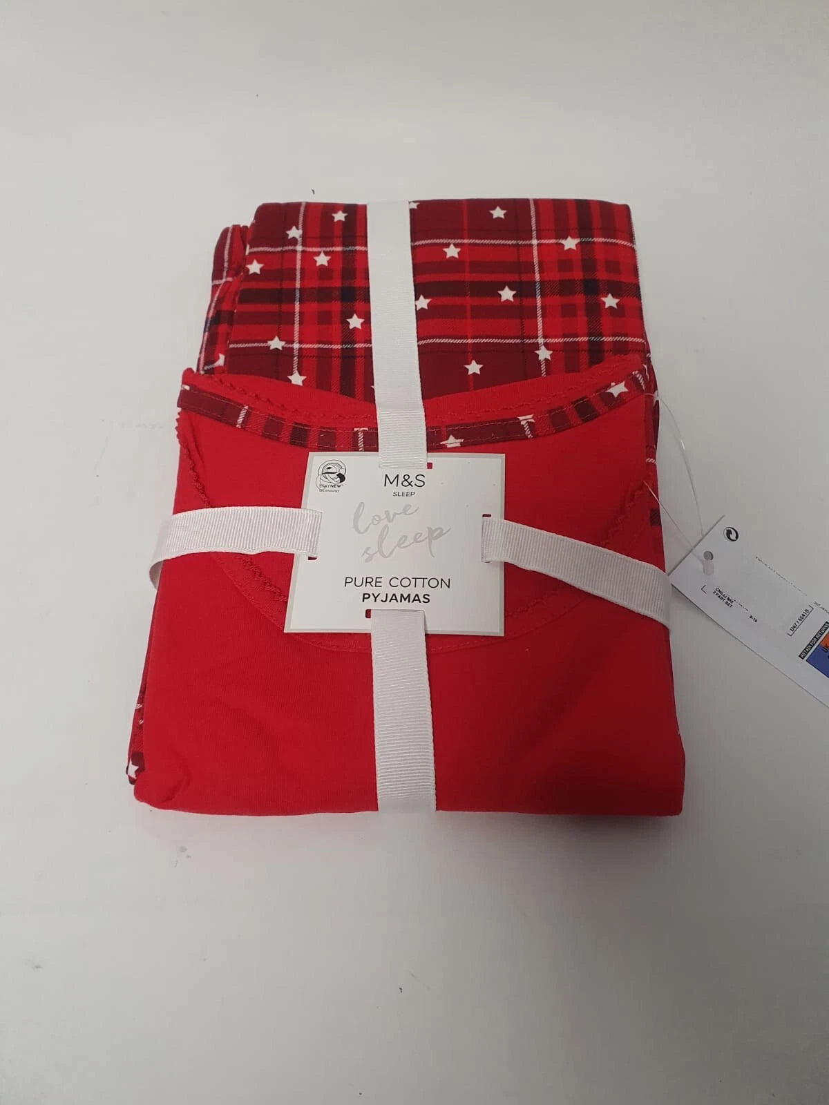 Marks & Spencer Pure Cotton Checked Pyjama Set in Ravishing Red nightwear