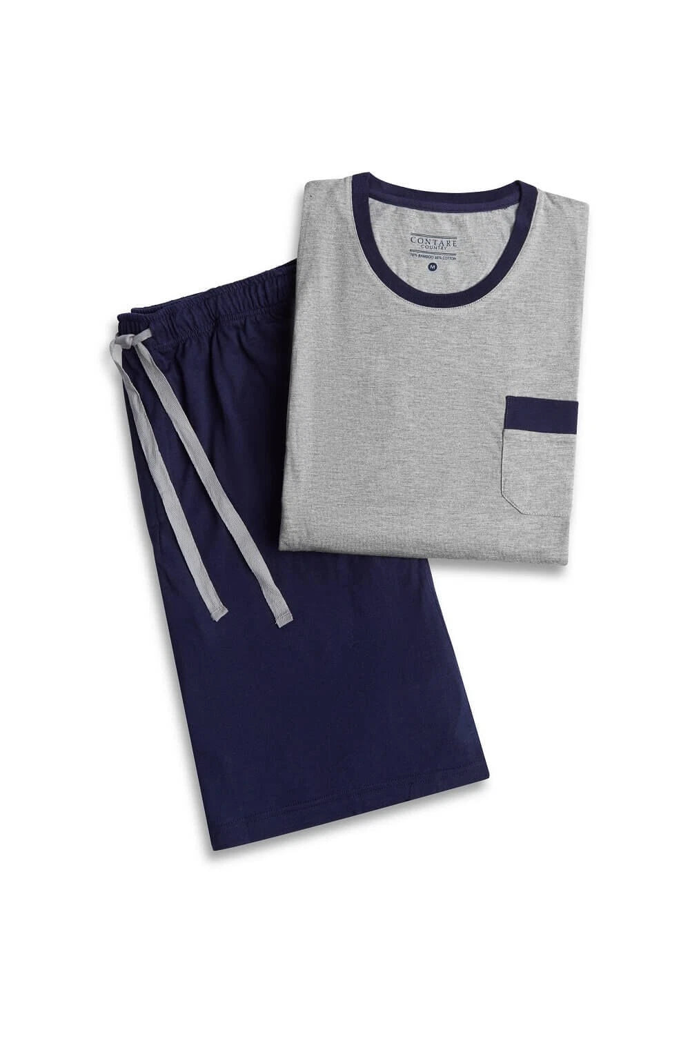 Mens Contare Sizes S-7XL Grey Navy Bamboo Cotton Short Sleeve Pyjama Set Pjs