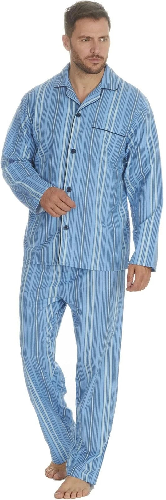 MEN'S WARM TRADITIONAL PYJAMA SET BRUSHED 100% COTTON PJ'S SIZES VARIOUS PATTERN