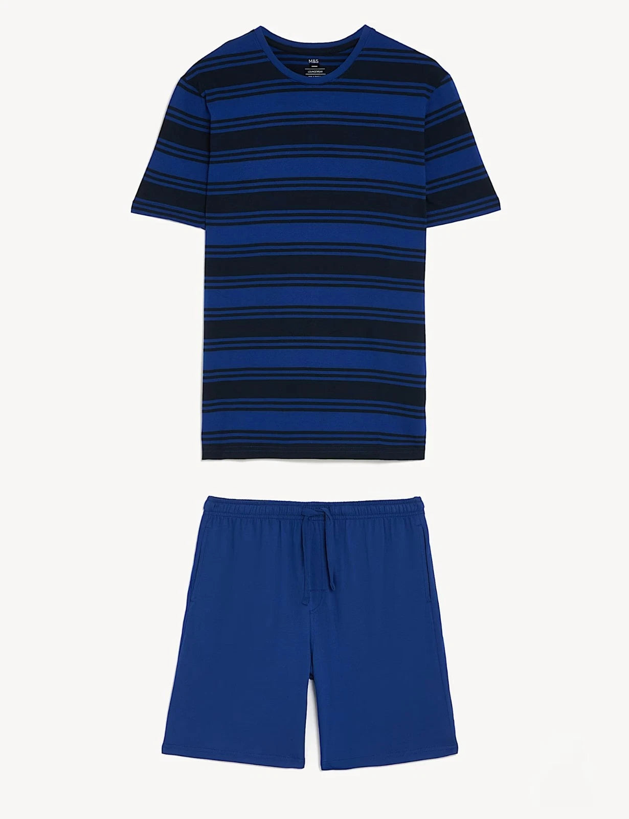 M & S Mens Pure Cotton Loungewear Top & Shorts Shortie PJ Set Pyjamas ~ L XL XXL