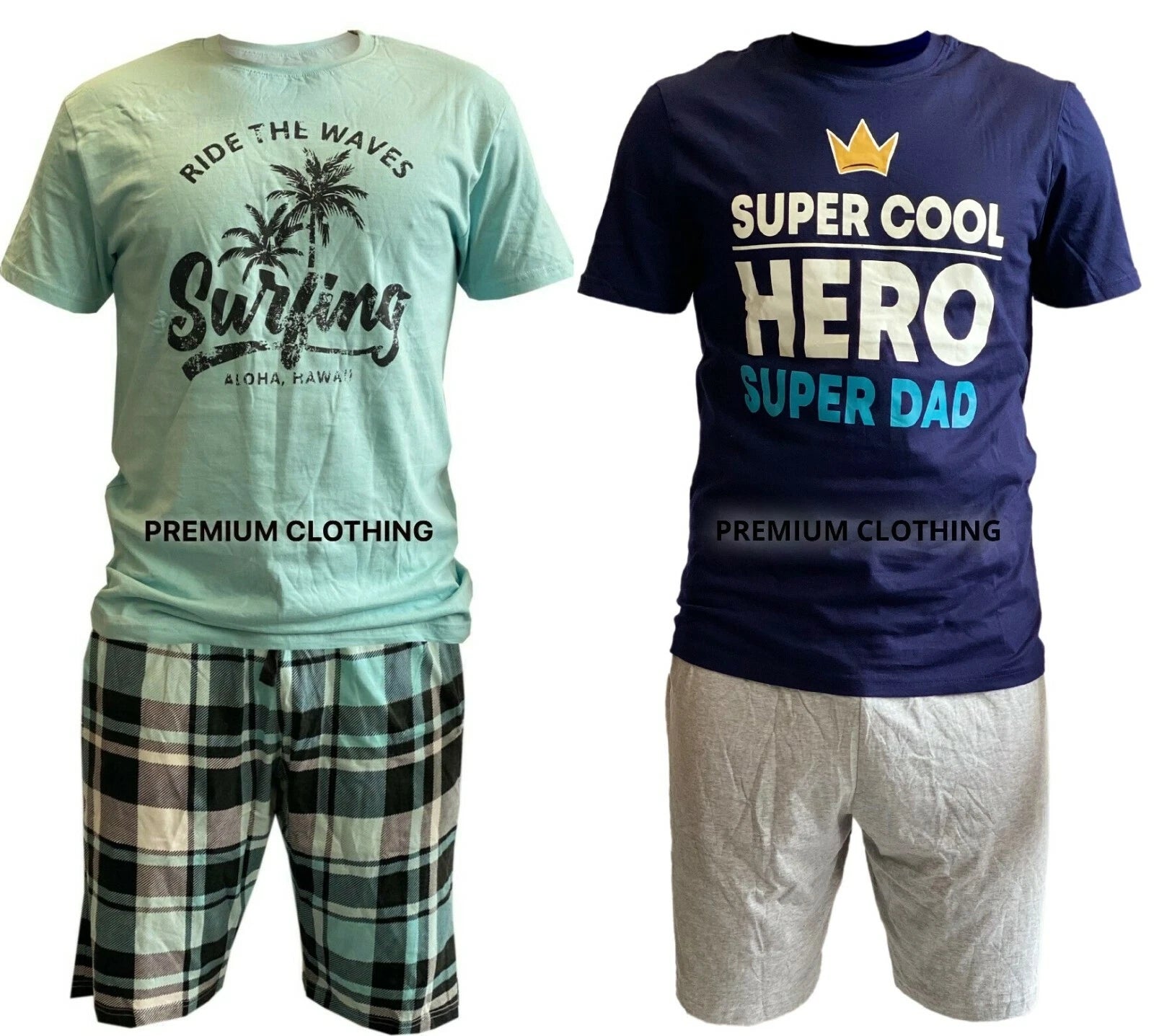 EX STORE Mens Shorty COTTON Pyjamas Shorts Sleeve Set Nightwear Pjs Loungewear
