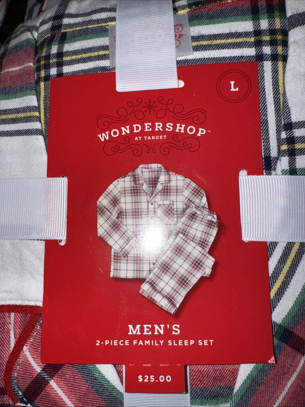 Wondershop Target Men's 2-Piece Flannel Pajama Set White Tartan Plaid  Man Sizes