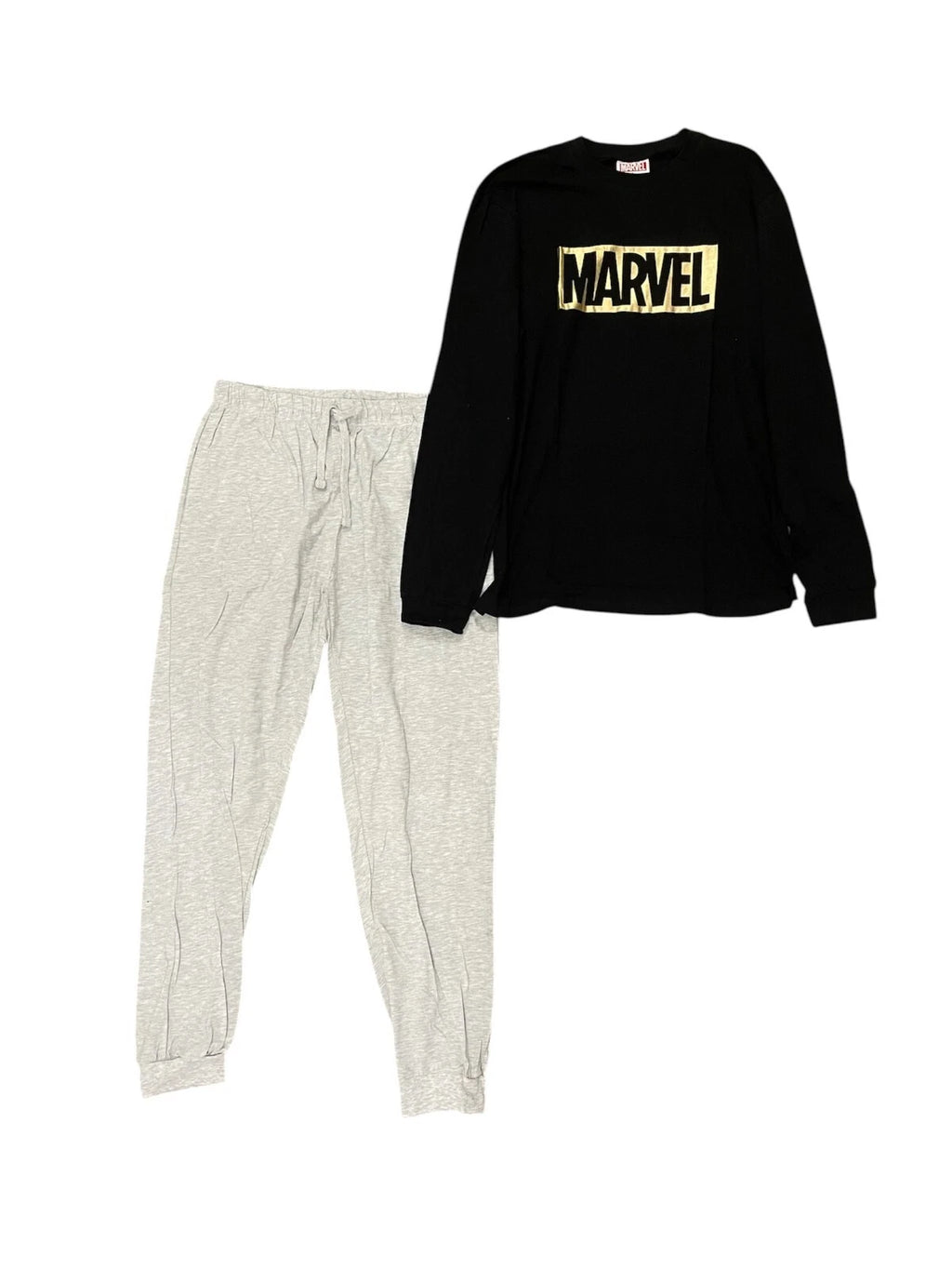 EX UK STORE BRAND NEW MENS CHARACTER PYJAMAS MARVEL BLACK GREY PJ SET LOUNGE