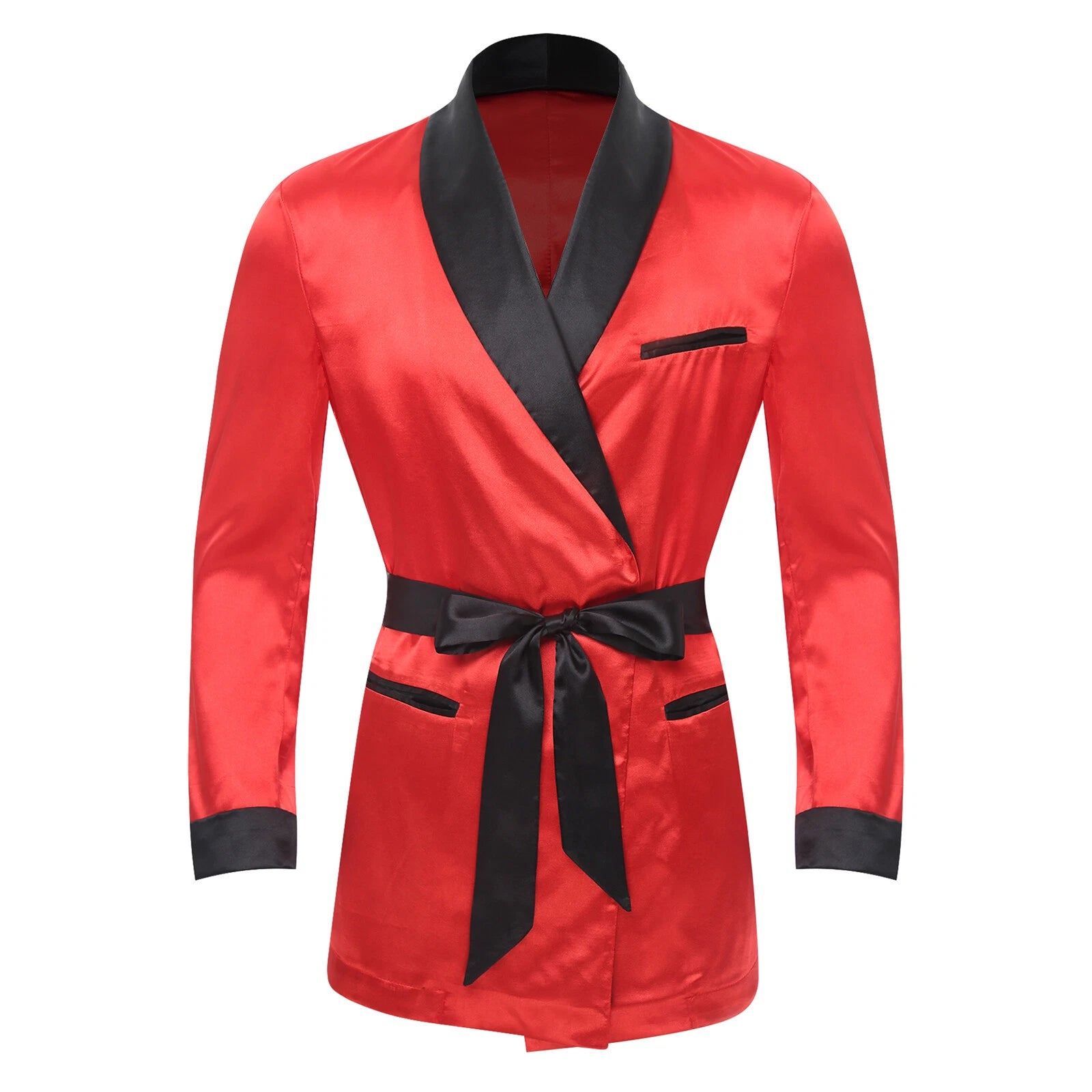 Men's Silk Satin Pajamas Set Short Sleeves Top and Bottom Boxer Shorts Shirt Set