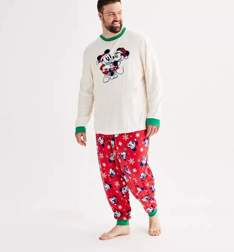 NEW MEN'S DISNEY'S MICKEY AND MINNIE MOUSE 2 PIECE PAJAMA SET SIZE LT