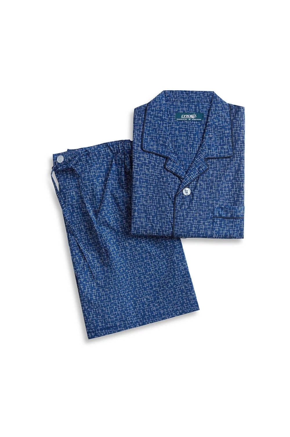 Mens Lynx Sizes S-7XL Navy Blue Sail Cotton Short Sleeve Pyjama Set Pjs