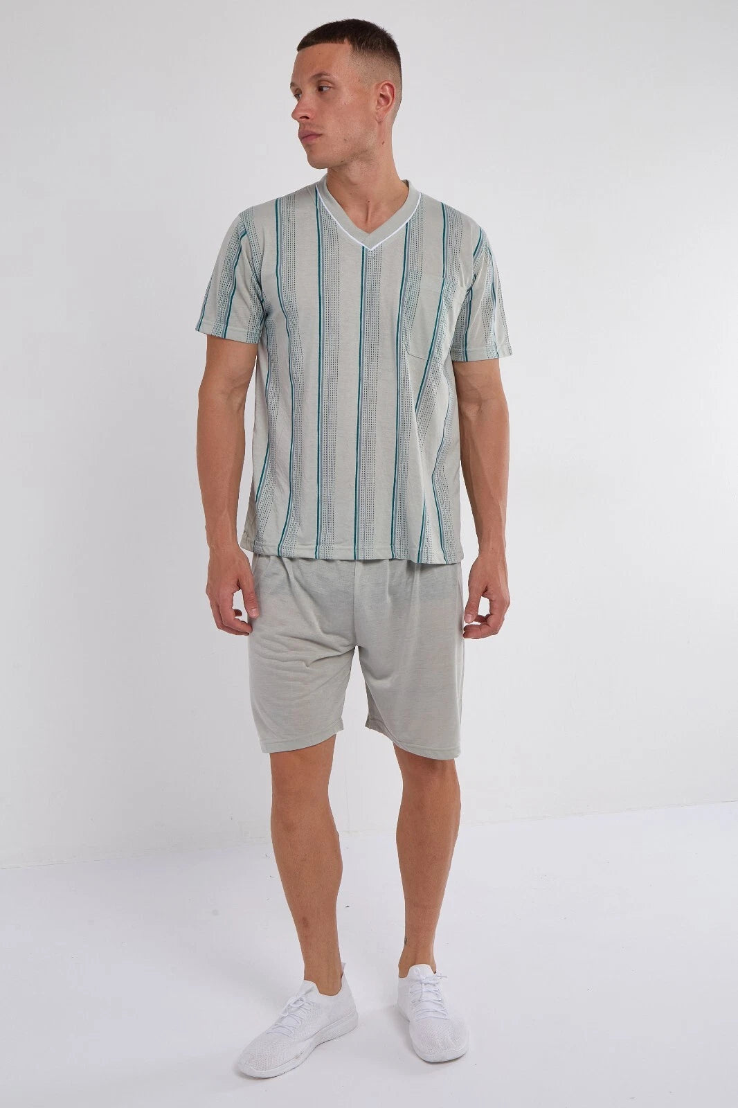 Mens SUMMER Cool Pyjamas Shorts Set Short Sleeve Nightwear Pjs Loungewear Cotton