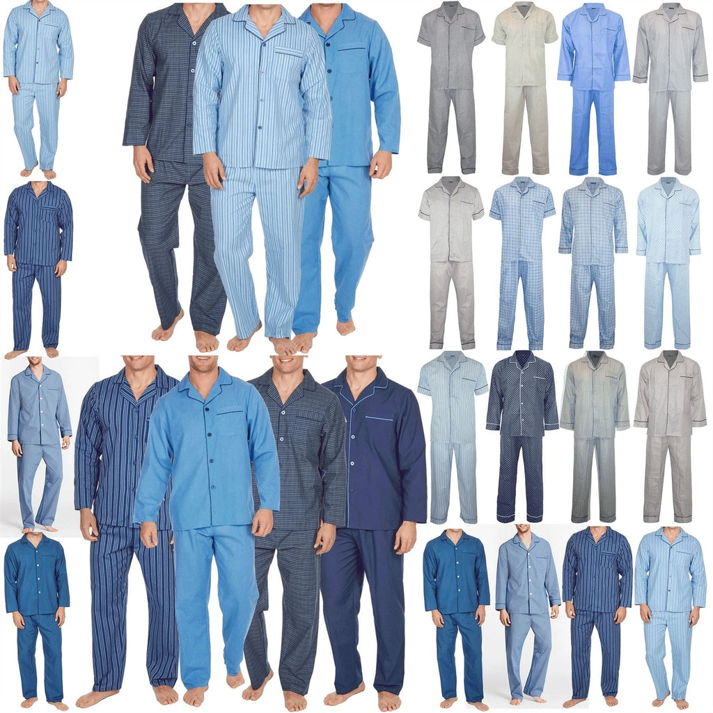 Traditional Stripes Dots Front Collar Sleep Suit Mens Pyjamas Pj Co-ord Set