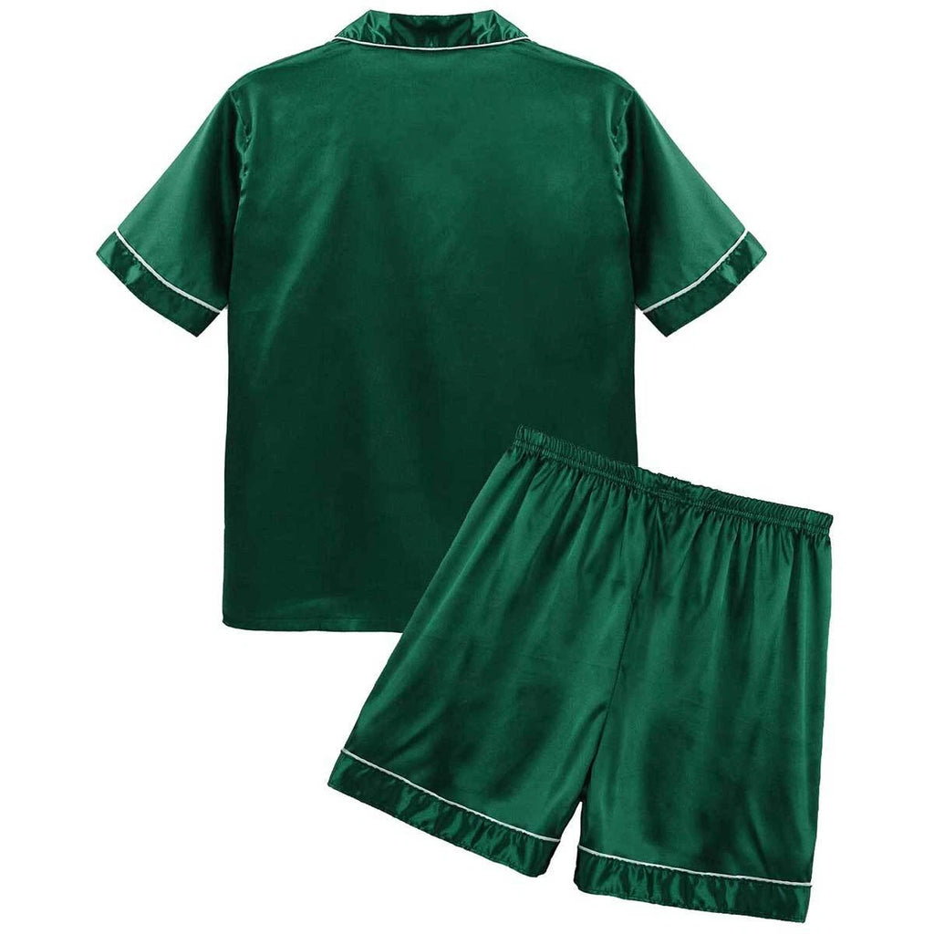Mens Satin Short Sleeve Silk Pajama Set with Shorts Two Piece Button-Down Pj AU