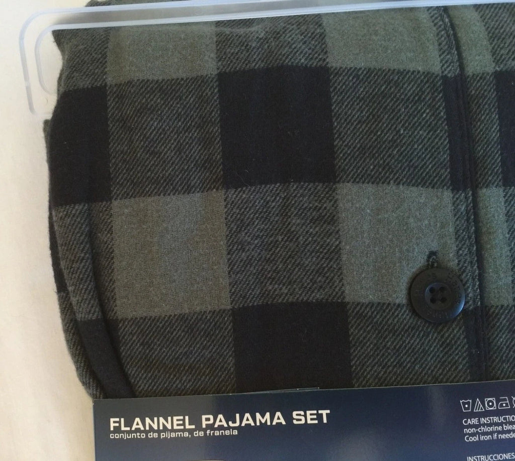 NWT Men's Hanes Flannel RED / BLACK Gray Plaid L/S Pant Set Pajamas PJs Cotton