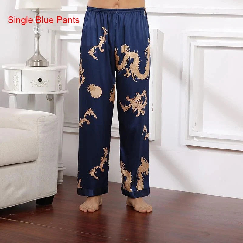 2024 New Men's Satin Pajama Robe and Pants Pajama Set Hot
