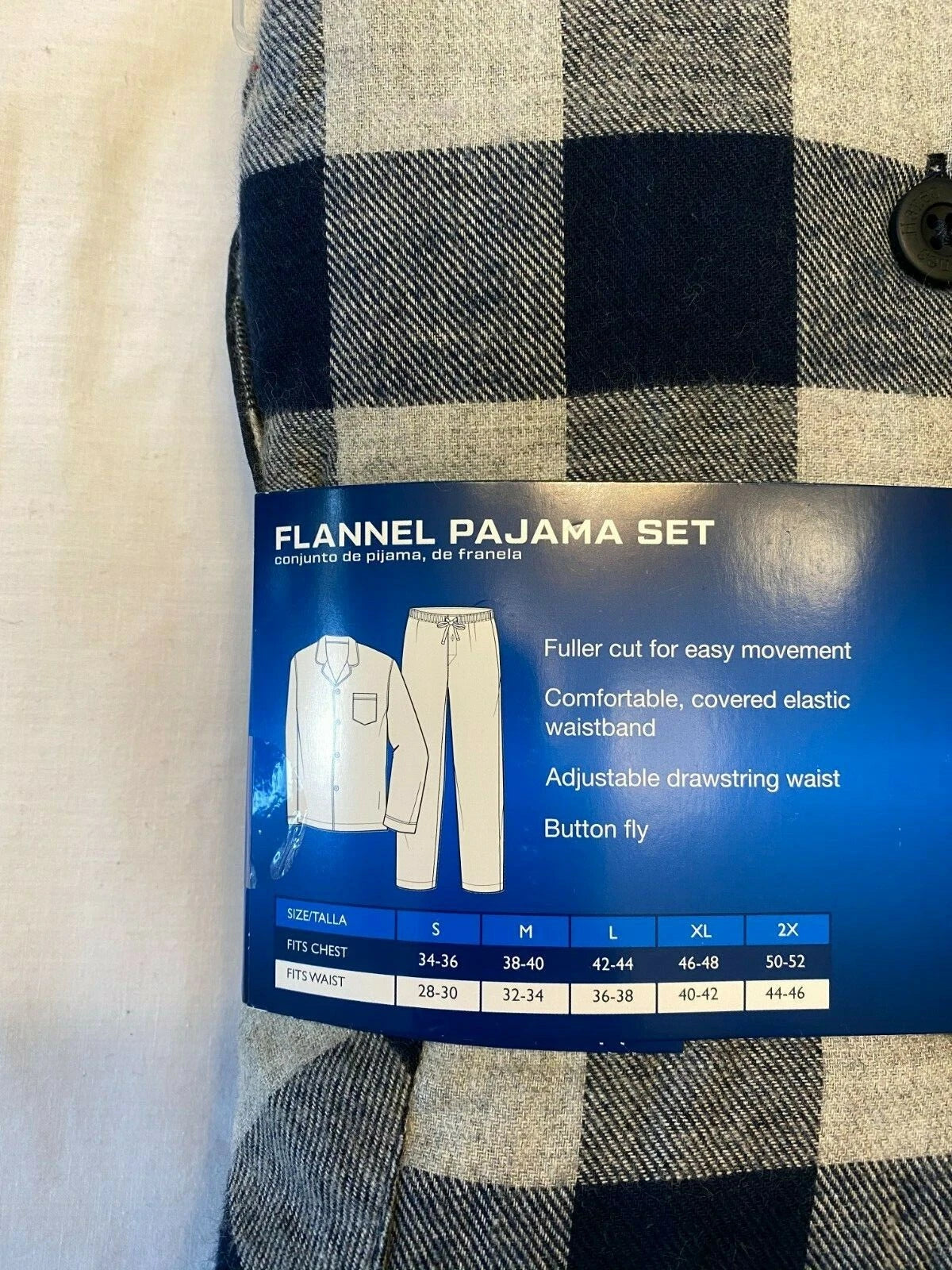 NWT Men's Hanes Flannel RED / BLACK Gray Plaid L/S Pant Set Pajamas PJs Cotton