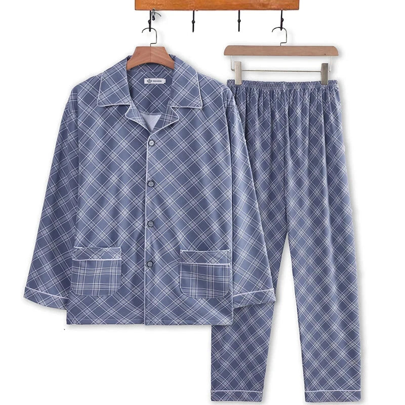 Men's Pajamas Spring Fall Winter Home Wear Sleepwear 2 Piece Set Loungewear