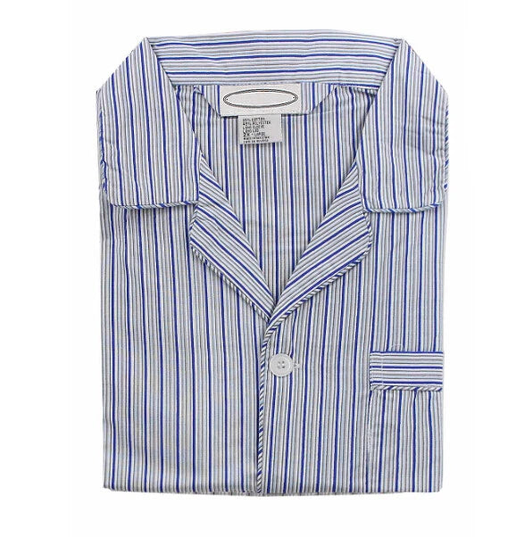Men's Cotton Blend Button Up 2 Piece Sleepwear Pajama Set