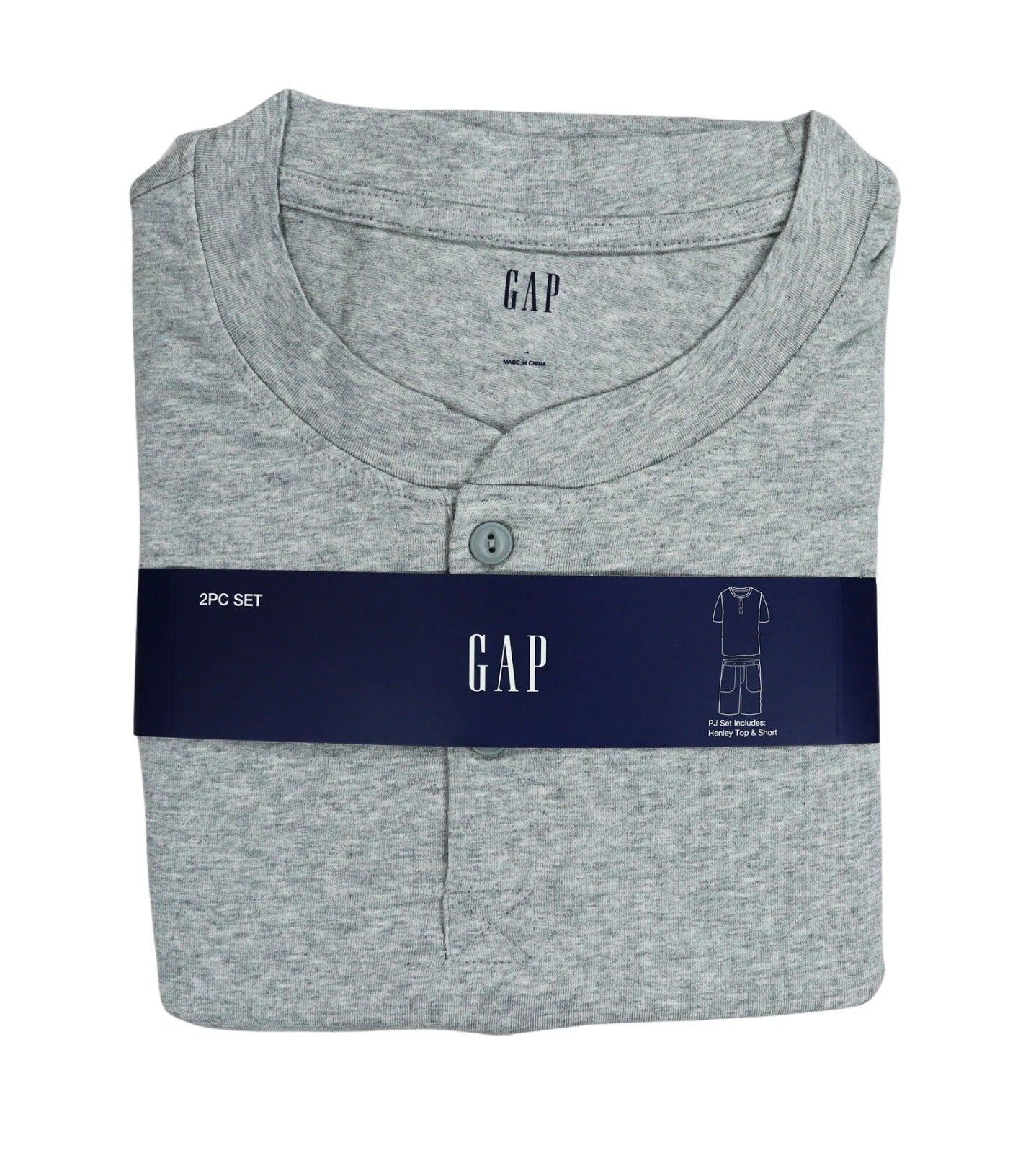 Gap Short Sleeve Henley Top & Shorts Solid Color Men's 2-Piece Pajama Set NWT