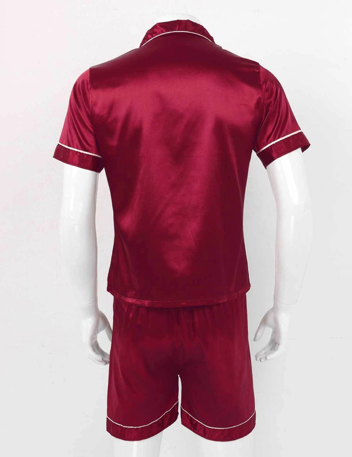Mens Silk Satin Pajamas PJ Set Top and Bottom Shirts Shorts Sleepwear Nightwear