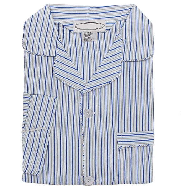 Men's Cotton Blend Button Up 2 Piece Sleepwear Pajama Set