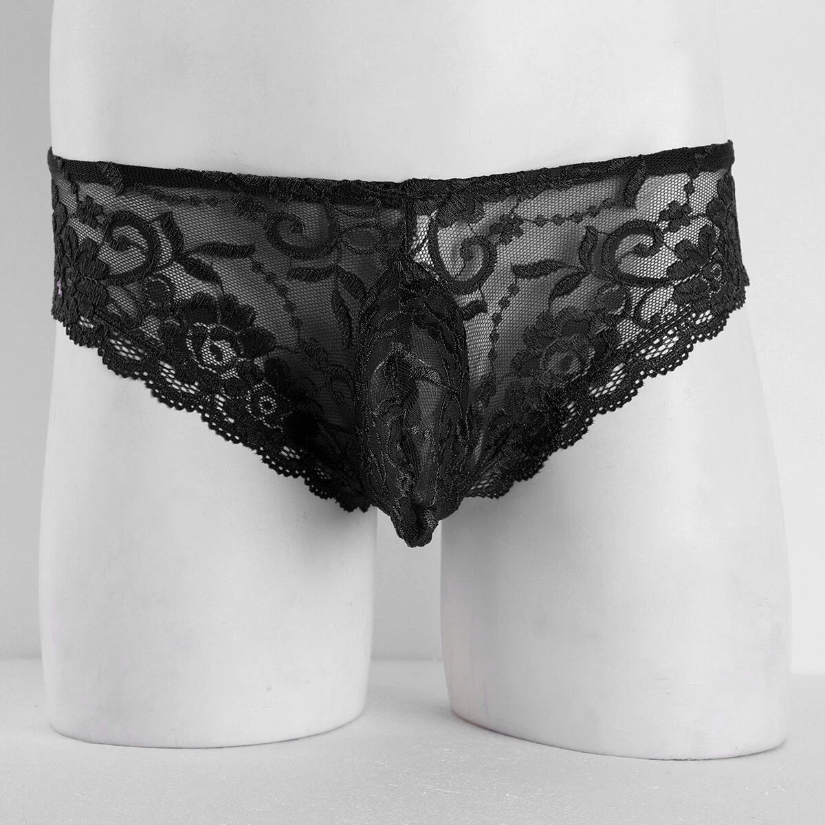 Men Ruffled Lingerie Set Cami Straps Bandeau Bra Thong 2Pcs Crossdresser Pajamas