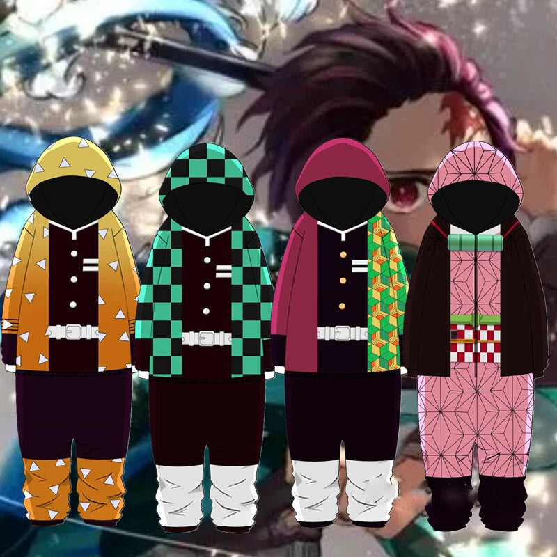 Demon Slayer Kimetsu no Yaiba Pajamas Jumpsuit Cosplay Kamado Tanjirou Sleepwear