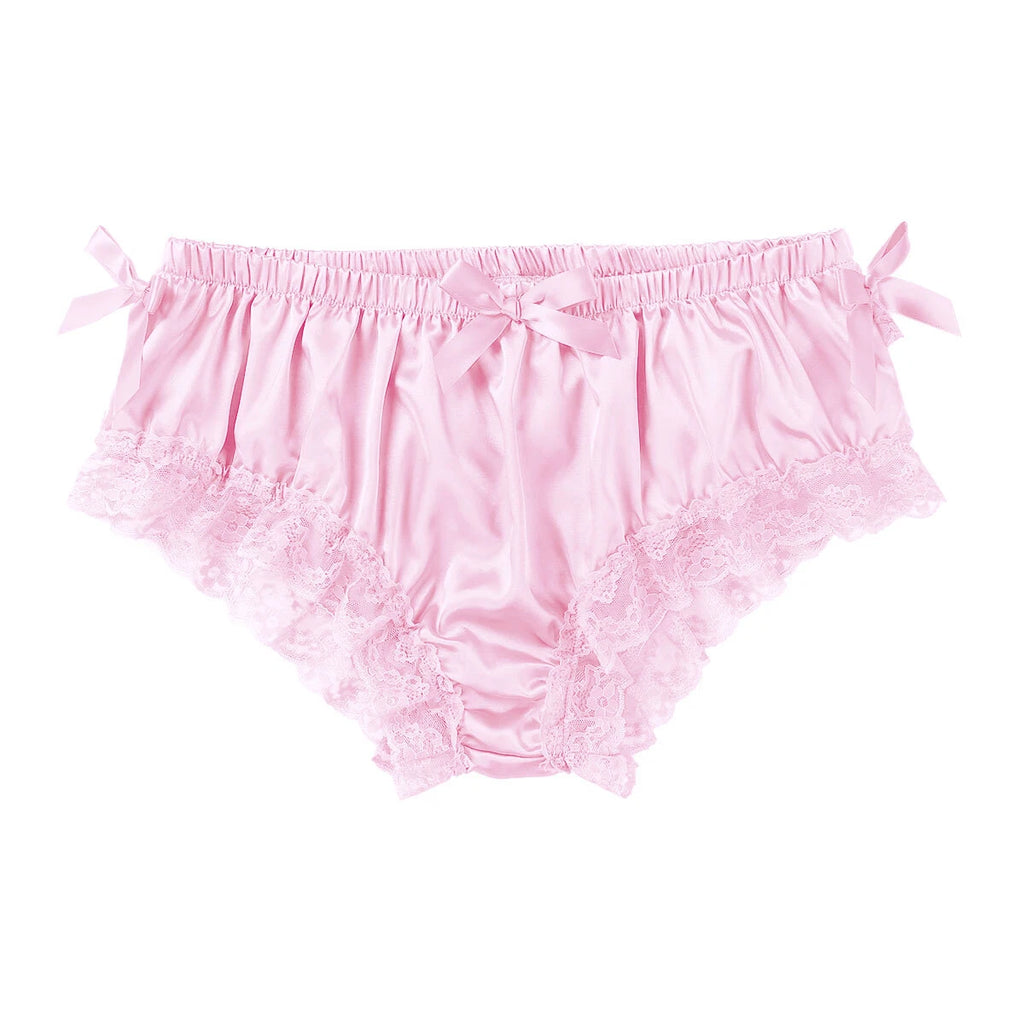 Men Ruffled Lingerie Set Cami Straps Bandeau Bra Thong 2Pcs Crossdresser Pajamas