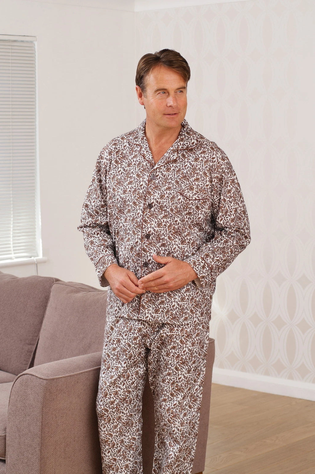 Mens Champion Paisley Brushed Cotton Pyjama Set Sizes S up to 3XL