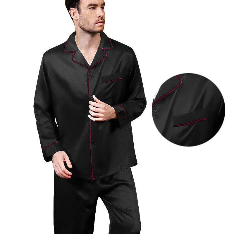 Mens Silk Satin  Pajamas -PJ Set  Top and Bottom ''5 DAY DELIVERY - USA Seller''