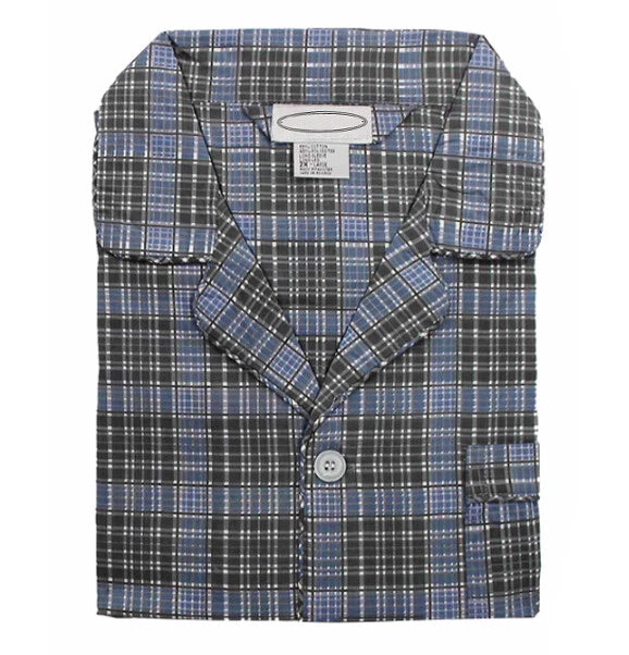 Men's Cotton Blend Button Up 2 Piece Sleepwear Pajama Set