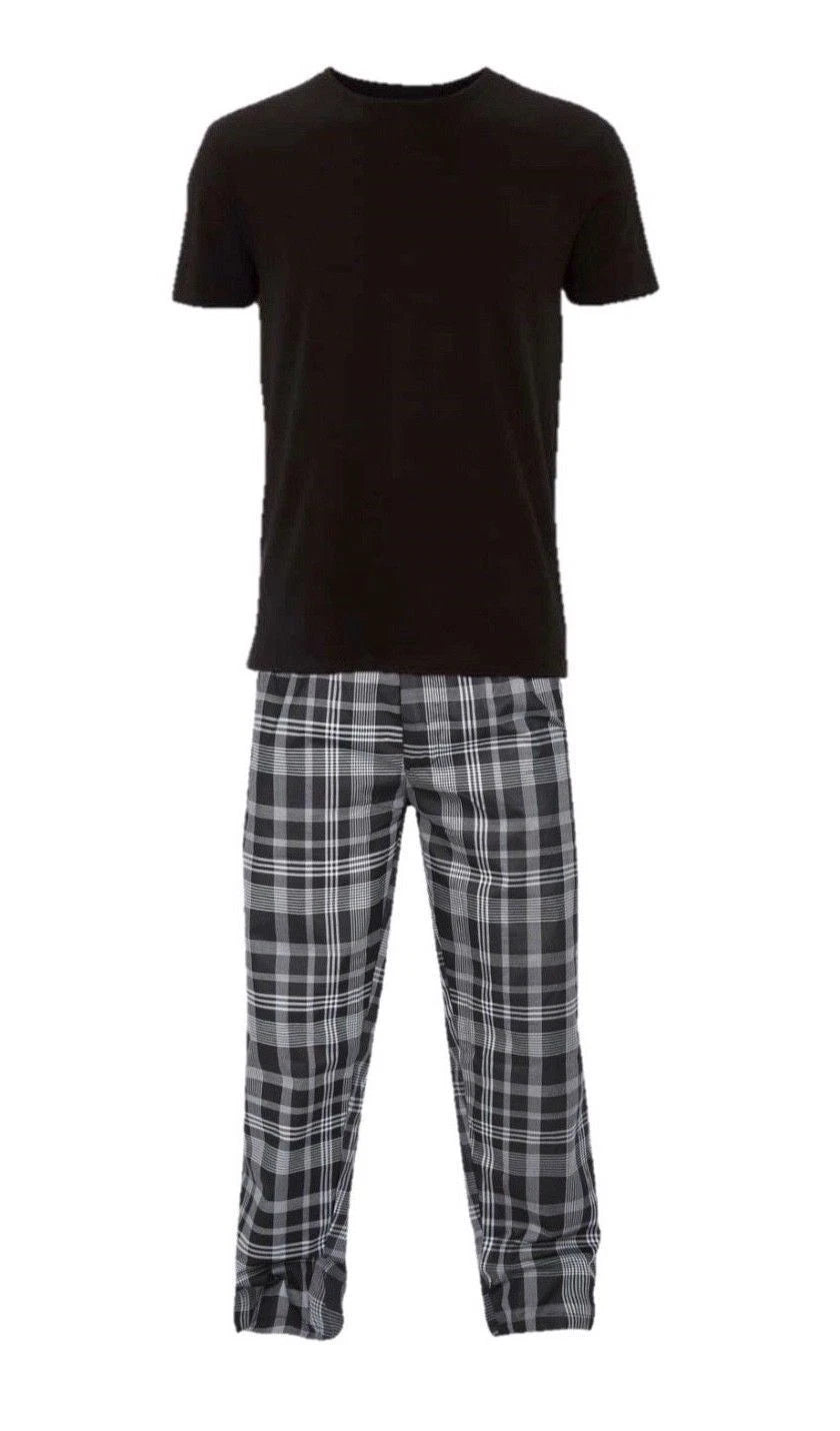 Mens Short Sleeve Pyjama Set Pj T-Shirt Pyjamas Loungewear Nightwear Sleepwear