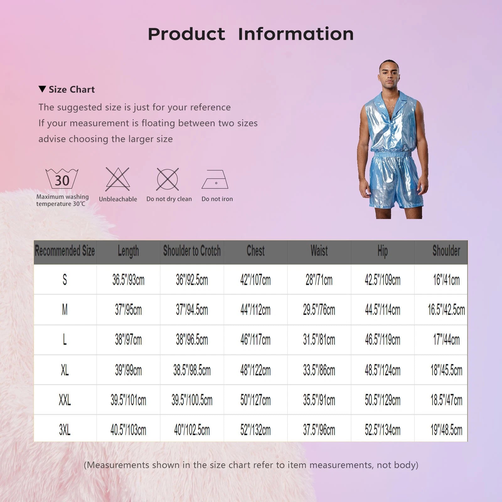Men Shiny Glossy See-Through Metallic Chiffon Jumpsuit Bodysuit /Pajama Set