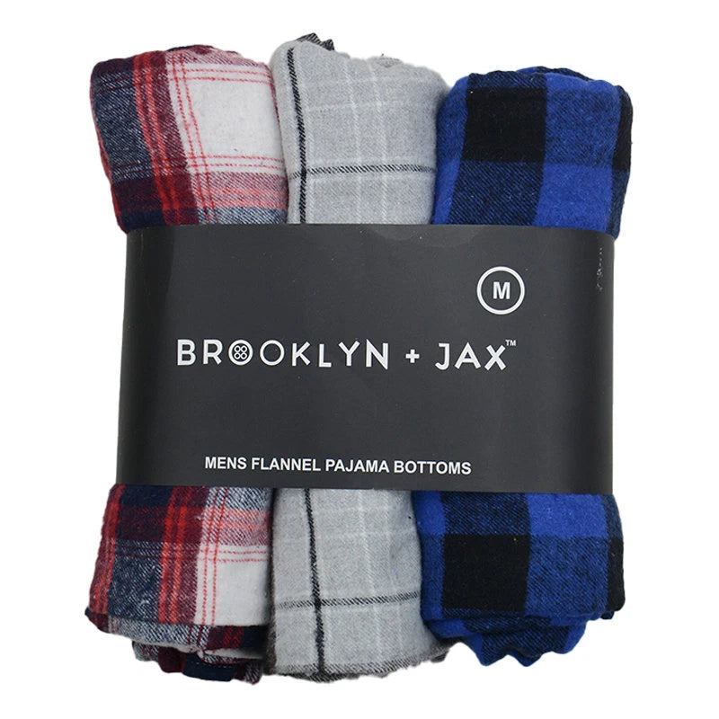 Mens Pyjamas Bottoms Flannel Check PJs Set Tartan Trousers Loungewear Pyjamas