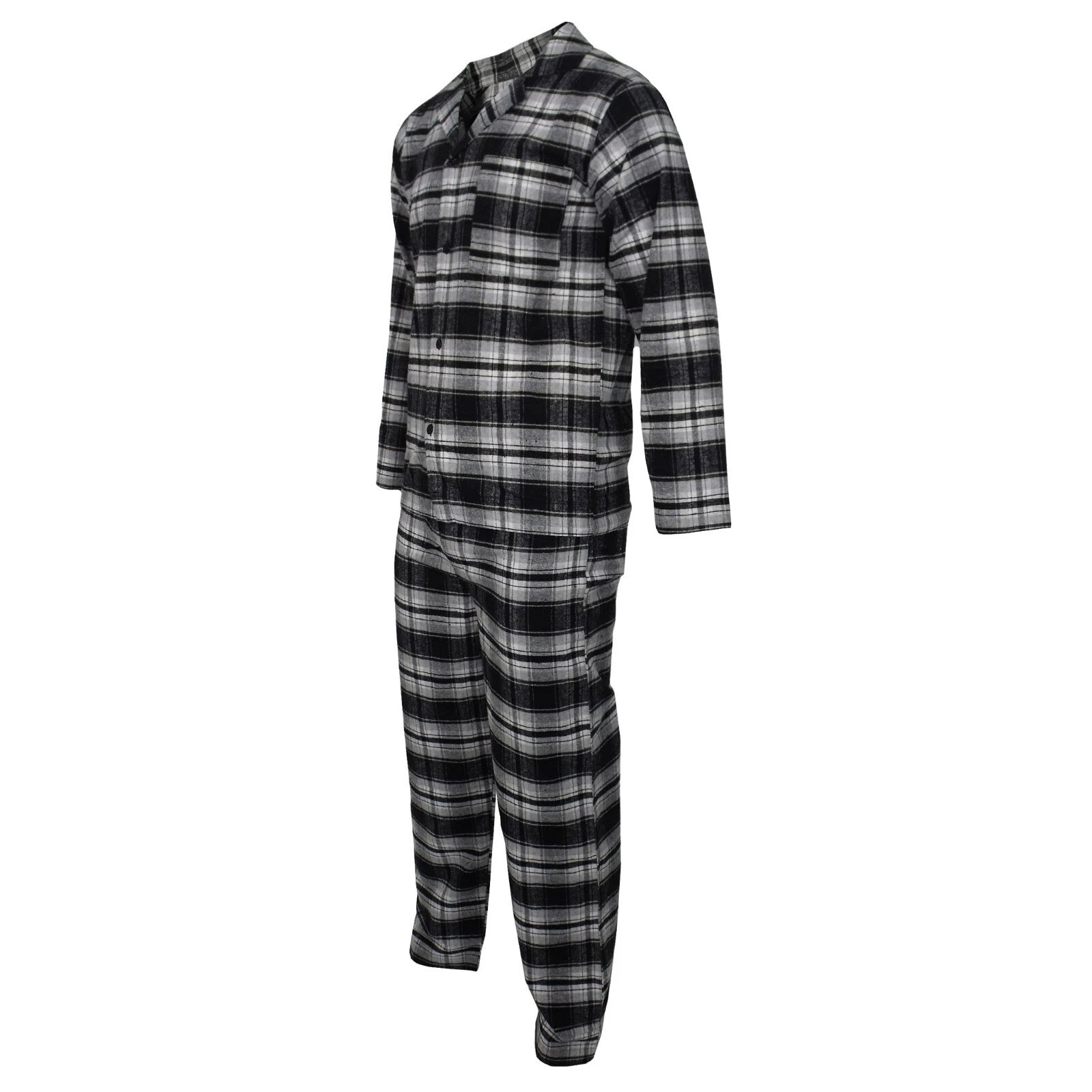 Mens Pyjamas Flannel Brushed Cotton Check Stripe Pyjama Set PJS Sizes S  2XL 3XL