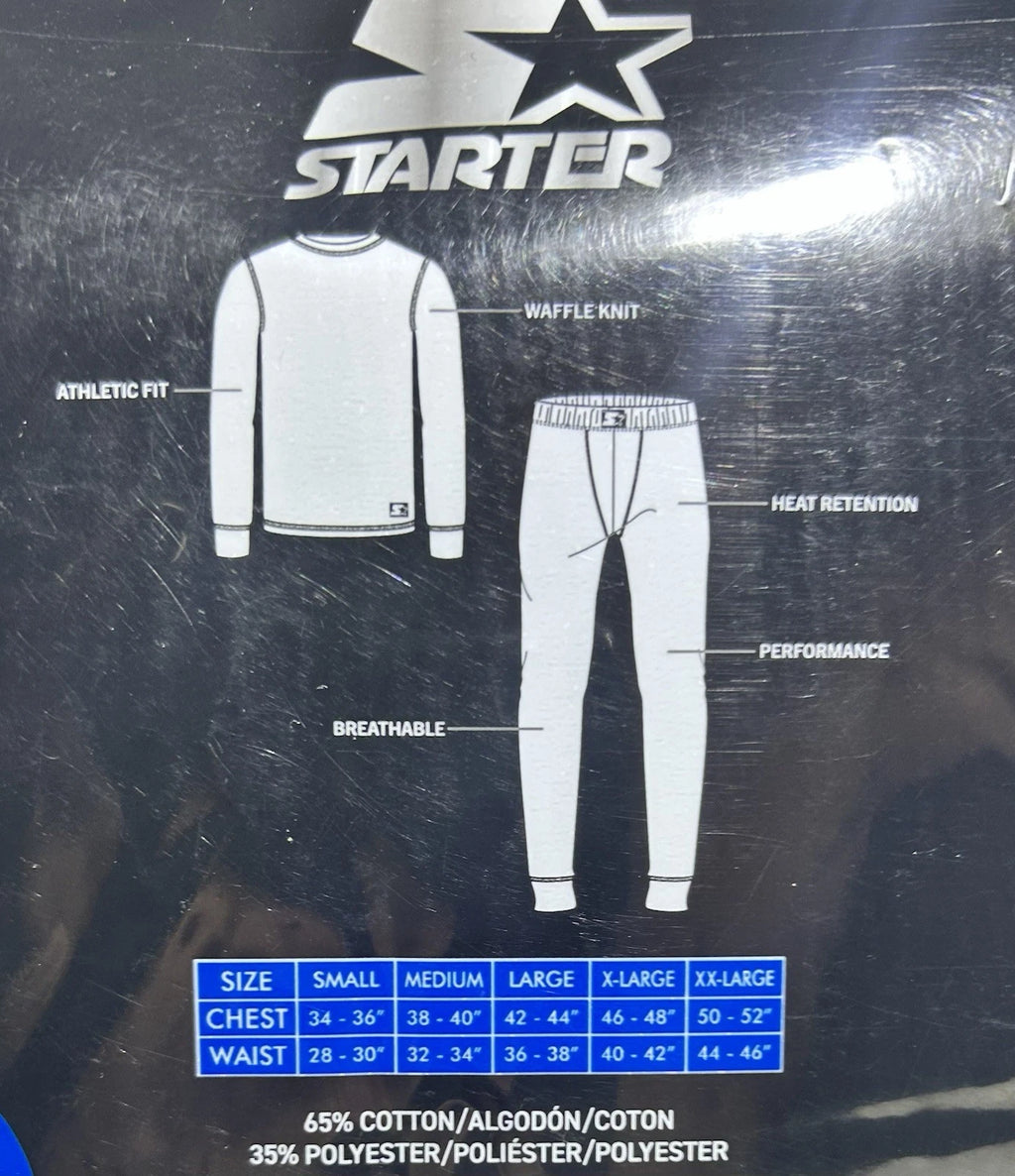 New Starter Men's 2 Piece Performance Waffle Knit Thermal Pajama Set Sizes M, L