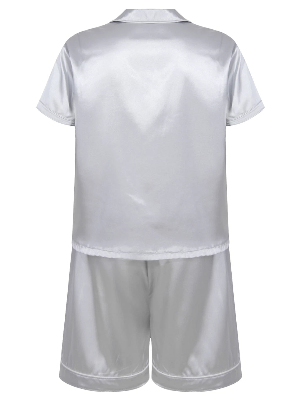 Mens Satin Short Sleeve Silk Pajama Set with Shorts Two Piece Button-Down Pj AU
