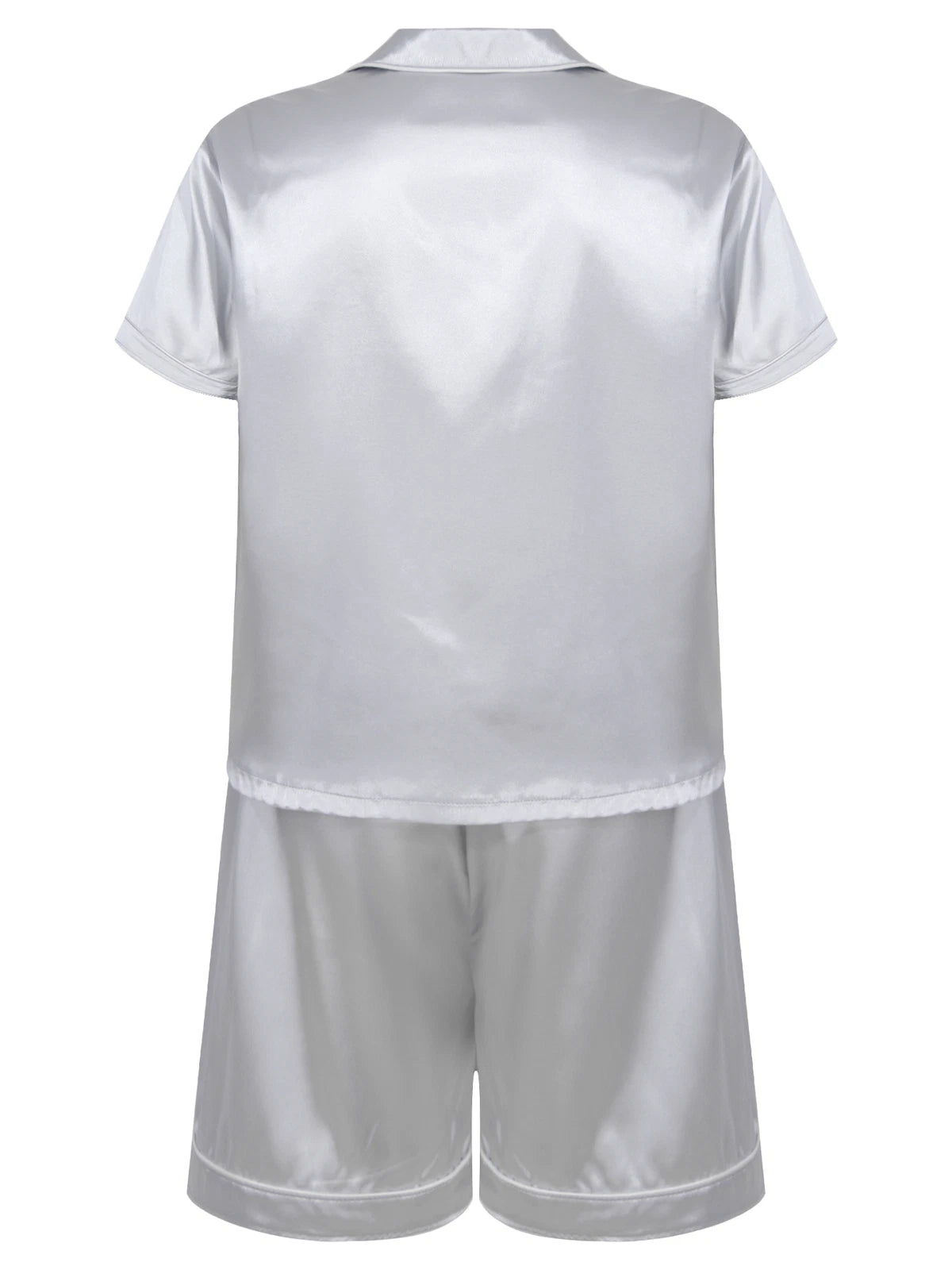 Mens Satin Short Sleeve Silk Pajama Set with Shorts Two Piece Button-Down Pj AU