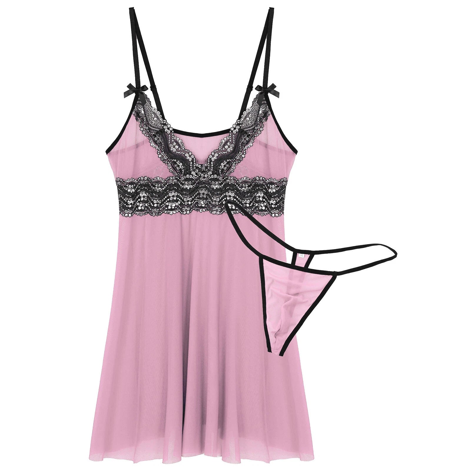 Mens Sissy Nightdress Pajamas Crossdress Nightwear Lingerie Set Sleepwear
