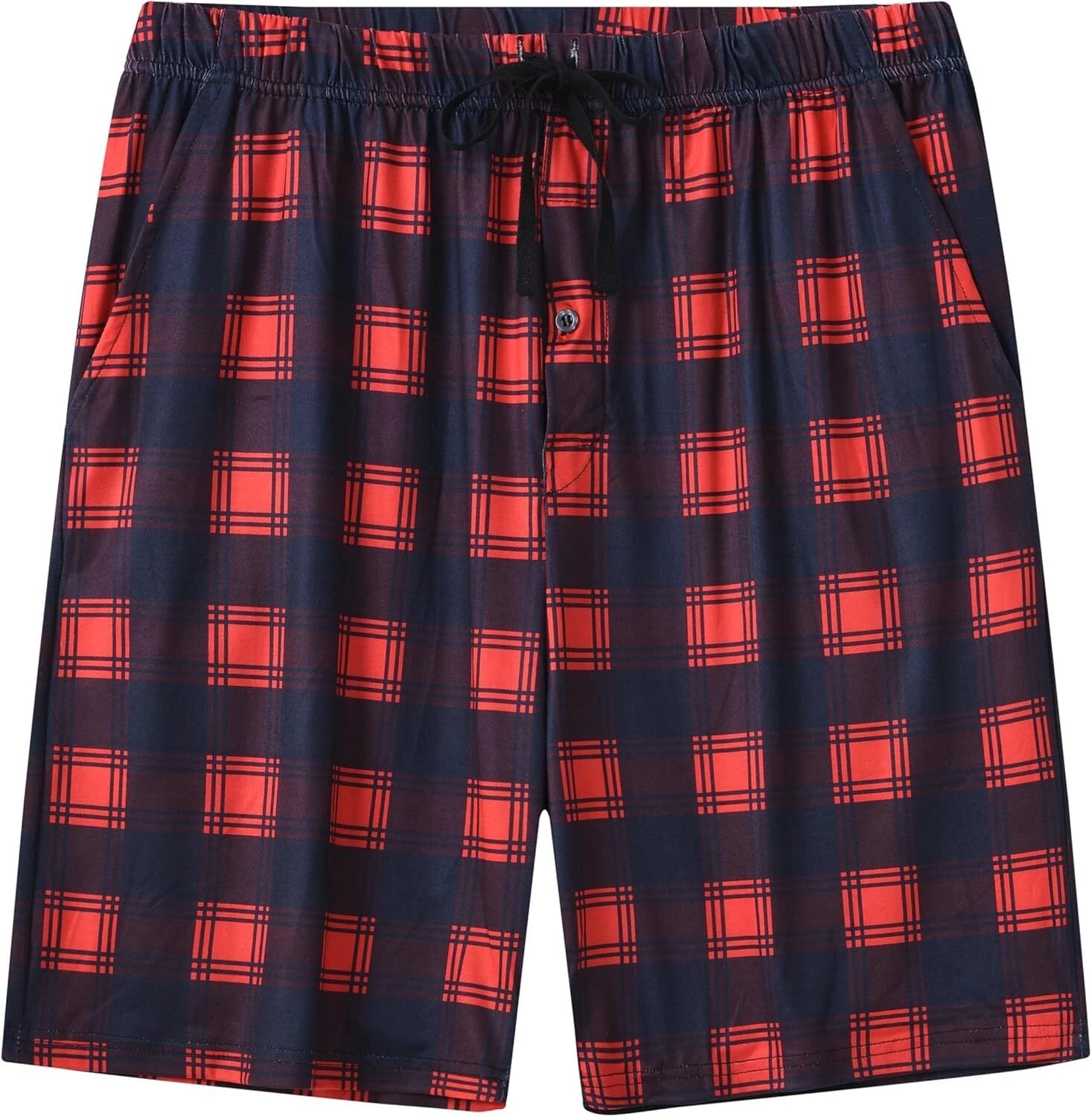 Men's Sleepwear Lounge Shorts 100% Cotton Plaid Pajama Bottoms Button Fly 3 Pack