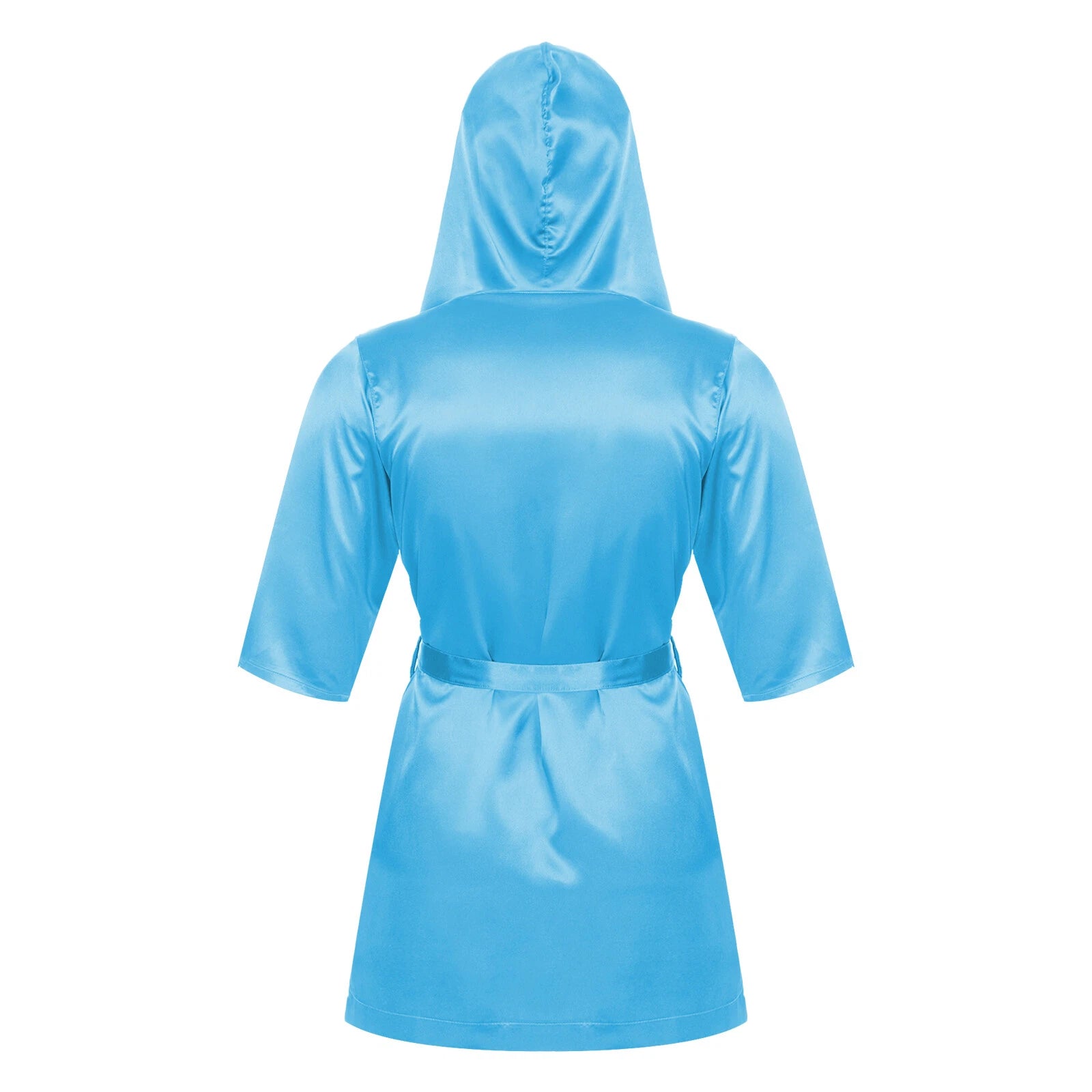 Men's Hooded Robe Set Silk Satin Night Gown Bathrobe Pajama Hot Pants Underwear